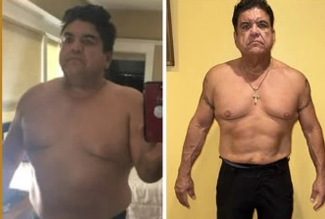 Side-by-side before and after photos of a Super Fit Human coaching client, journey 03